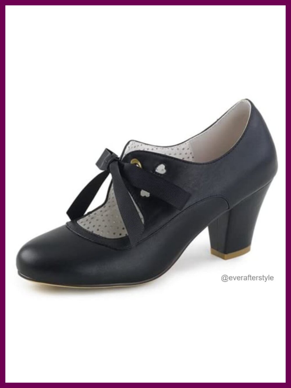 Erocalli Women's Mary Jane Pumps Chunky Block Heels Heart Hollow Round Toe Lace
